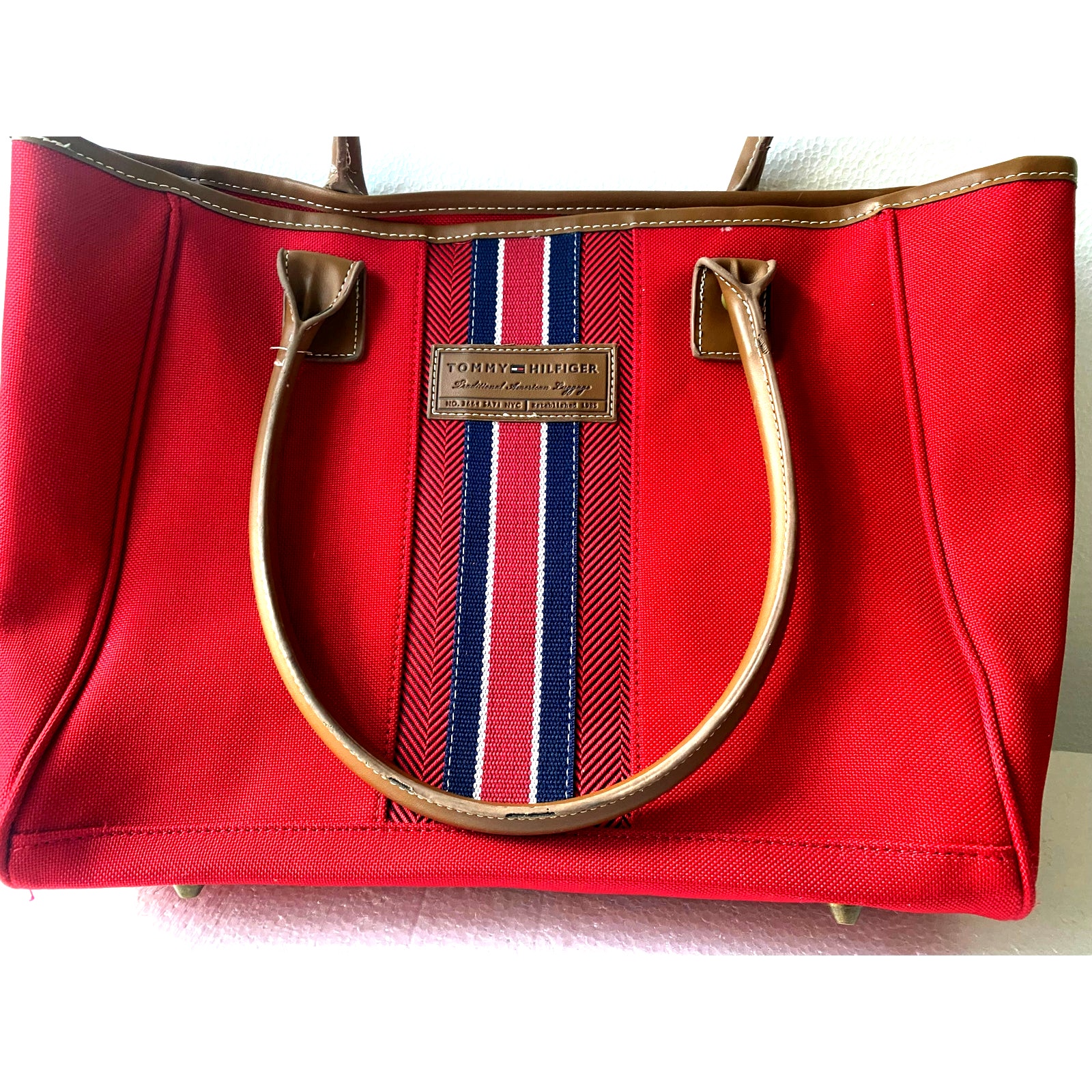 Tommy Hilfiger Santa Monica Shopper Tote Featuring A Red Canvas Exterior Bag